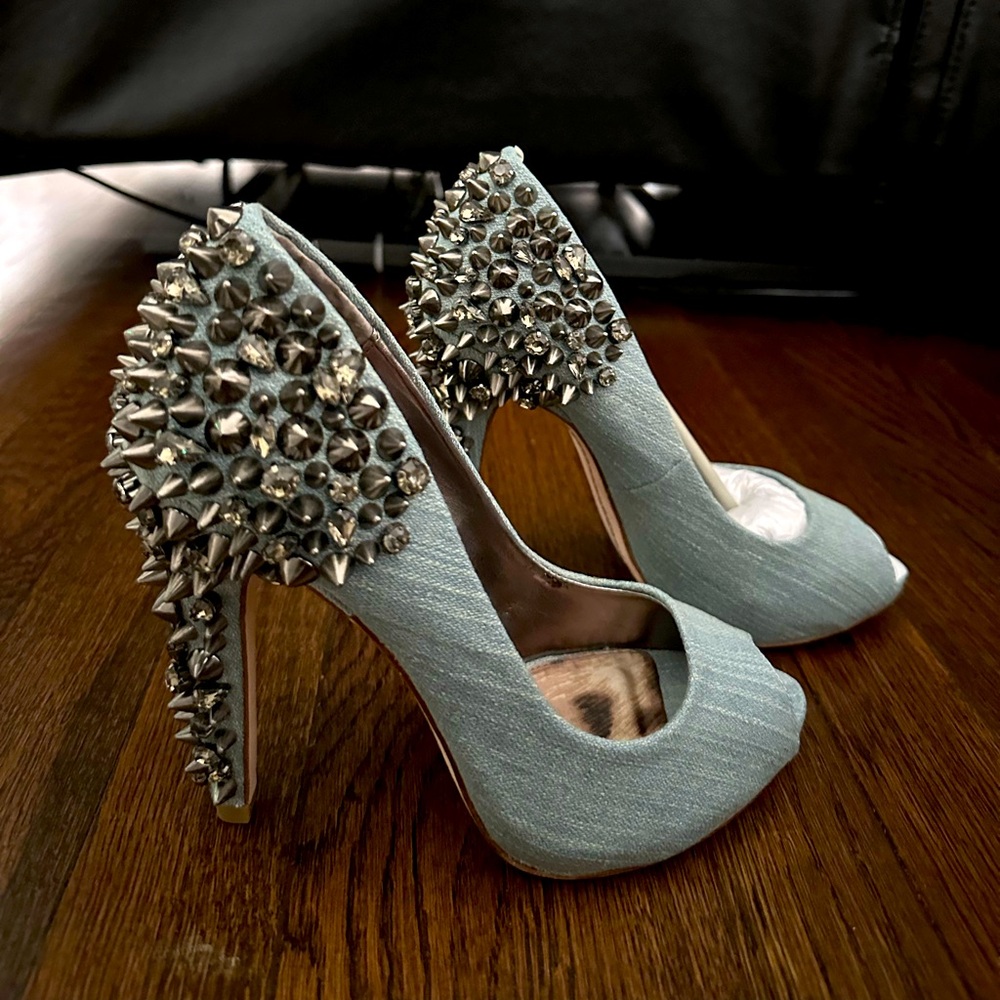 Sam Edelman Blue Silver Spiked Heels